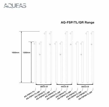 AQUEAS Pool False Start Post AQ-FSP /TL/QR Range, Line Drawing